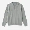 Ropa para Hombre APO Suéter polo texturizado transfronterizo para hombre estilo old money, corte holgado, con cuello, top de punto de manga larga