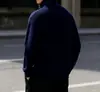 Suéter de Cuello Medio Abierto con Cremallera a Mitad y Líneas en las Cuatro Esquinas Chaqueta Mezclada Estilo Holgado Perezoso Top Tejido Unisex