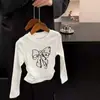 Ropa para Niñas Estilo Coreano Camiseta con Lazo Primavera y Otoño Nueva Versátil de Manga Larga para Niños Bebés Tops para Base de Otoño