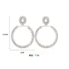 Pendientes de Moda Europeos y Americanos con Pedrería Pendientes Geométricos de Círculo Exagerados Pendientes de Gota de Alta Gama Completamente de Diamante para Mujer en stock