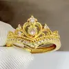 Anillo de corona de reina de temperamento abierto, gran oferta, anillo de coronación de corona de circonita con micro incrustaciones, anillo de ocho corazones y ocho flechas