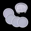 Kit de Molde de Silicona para Posavasos Redondo Cuadrado de Yeso y Resina para Manualidades Caja de Almacenamiento