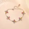 Yi Lu Yin Plata de Ley S925 Chapado en Oro Rosa Turmalina de Colores Pulsera de Trébol de Cuatro Hojas Estilo Hada de Lujo Ligero Pulsera de Plata