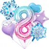 Conjunto de Balões de Filme de Alumínio Floco de Neve Transfronteiriço 38 polegadas Estrela Digital Decoração de Festa de Primeiro Ano Suprimentos Jardim de Infância
