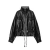 Jacket Feminina U Estilo Europeu 2026 Nova Moda Temperamento Amazon Atacado Lapela Zíper Cordão Solta
