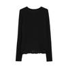 Camisa de Base de Ráfia de Alta Elasticidade para Mulheres com Bainha Irregular de Renda e Bordado Interno para Efeito Emagrecedor Gola Redonda Top Externo
