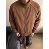 Chaqueta bomber retro americana para hombre, chaqueta de béisbol de otoño deconstruida con cuello alto, abrigo aviador extragrande