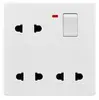 Enchufe de pared oculto Tipo 86 de seis orificios múltiples puerto de alimentación de 16a desplazamiento panel de interruptores doméstico elegante blanco venta al por mayor