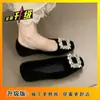 Sapatos Mary Jane quadrados com fivela estilo francês para brisa noturna, novo modelo 2025, de calçar, que aumentam a altura, elegantes, adequados para o trabalho e para combinar com saias