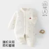 Mameluco acolchado fino de una pieza para bebé, ropa elegante para lactantes, enterizo cálido sin costuras de apertura frontal para bebés de un año
