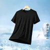 Camiseta Masculina Casual Fitness de Secagem Rápida para Verão, Manga Curta, Respirável, Cor Sólida, Gola Redonda, Meia Manga
