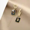 Pendientes Asimétricos Largos con Borlas de Plata S925 Estilo Coreano para Mujer, Pendientes AB Versátiles, Pendientes de Moda para Celebridades de Internet, Venta al por Mayor
