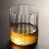 Copo de Whisky Japonês, Taça de Vinho, Copo Transparente para Café e Suco, Copo de Cerveja Estilo Ins, Vidro Exquisito com Listras Verticais
