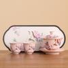 Tigela com Tampa de Gato Floral Forno Ru Chávena de Chá Cerâmica Design Rachado Adequada para Fazer Chá com Tampa, Conjunto Especial de Chá para Mulheres com Alto Valor Estético
