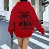 Praia É Meu Lugar Feliz Estampa Moletom Engraçado Roupa Esportiva Gráfico de Praia Roupa Esportiva com Capuz