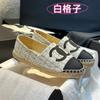 2026 Zapatos Mocasines sin Cordones de Nuevo Estilo, Cuero Genuino y Lona Tejida Planos Versión de Alta Gama, Doble C, Alpargatas Estilo Chanel para Mujer