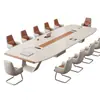 Mesa de conferência laqueada simples e moderna, mesa longa, grande mesa de recepção e negociação, sala de conferências de luxo leve, conjunto de mesa e cadeira oval
