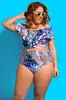 Bikini Nuevo Europeo y Americano Talla Grande 2024 Plus Talla Más Cintura Alta Cubriendo Vientre Aspecto Adelgazante Bikini Traje de Baño para Mujeres