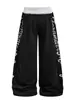 Pantalones de chándal vintage estilo americano con estampado de letras desgastado, unisex, corte holgado, pierna ancha, para un look relajado y casual, adecuados para ir al trabajo y uso diario