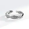 Anillo dz de línea retorcida vintage, unisex, anillo abierto desgastado para dedo índice, anillo simple de hip-hop moderno, venta al por mayor