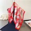 Bufanda de Seda Estampada de Alta Gama a la Moda, Pañuelo Cuadrado de Seda Artificial, Bufanda Versátil para el Cuello, Pañuelo Cuadrado Pequeño, Pañuelo para la Cabeza, Bufanda para Mujer