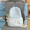 Mochila de Viaje Linda a Cuadros con Lunares y Ribete de Encaje Estilo Girly Mochila de Estudiante Estilo Dulce Japonés