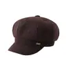 Sombrero de moda coreano para mujer de otoño e invierno, circunferencia de cabeza grande, adelgazante de cara, gorra de pico de pato, boina retro británica de rayas finas