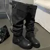 Elegantes botas largas de suela gruesa estilo británico para mujer, nuevo modelo de otoño 2026, botas largas adelgazantes para figuras petite