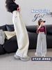 Pantalones de chándal de punto para niña 2025 Nuevo Estilo Simple Primavera y Otoño para Niños Mayores, Versión Coreana, Pantalones de Chándal Sueltos y Elegantes