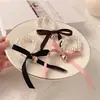 Goma para el pelo de lazo, Cuerda para el pelo de perlas, Goma para el pelo con forma de corazón, Elástico para el pelo estilo Ins, Goma para el pelo de perlas simple y elegante para mujer