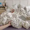 Juego de Cuatro Piezas de Algodón Puro Grado A Materno e Infantil, Estilo Ins Fresco y Sencillo, Apto para Dormir Desnudo, Sábana Bajera y Funda de Edredón 100% Algodón, Juego de Sábanas Ajustables de Tres Piezas para Estudiantes