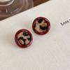 Pendientes Redondos Cuadrados Nuevos de Otoño e Invierno Pintura Colorida Geométricos Asimétricos Pendientes de Felpa Estampado de Leopardo Pendientes Joyería para Orejas
