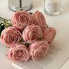 Flores Artificiales de Rosa Imperial de 7 Cabezas para Celebraciones de Boda, Decoración de Hotel, Adornos de Ramo para el Hogar, Arreglos Florales Especiales, Color Champagne