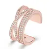 Anillo de Zirconia con Diamantes Completos de Nuevo Diseño, Elegante y Creativo, Estilo Coreano, Anillo Abierto de Doble Capa con Diamantes, Anillo de Dedo, Envío Directo