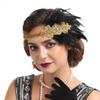 Faixa de cabeça de penas dos anos 1920 Faixa de couro Faixa de cabelo Europeu e americano Retro Headwear Bola Festa Faixa de cabelo
