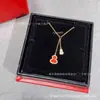 Collar de Calabaza Qijia de Alta Gama Chapado en Oro Incrustado de Diamantes Ágata Roja Cadena para Clavícula Colgante Pequeño Gargantilla Vintage Ins Tendencia Caliente