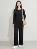 Conjunto Minimalista de Dos Piezas Estilo Miyake para Adelgazar con Top con Abertura Izquierda y Pantalones para Mujer, con Efecto de Caída, Adecuado para el Trabajo y el Uso Casual
