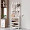 Zapatero y Perchero Multifuncional, Perchero para Ropa, Perchero de Pie, Zapatero Ensamblable de Múltiples Niveles, Estilo Simple y Moderno para Dormitorio