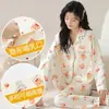Pijama de Maternidade de Algodão Puro para Primavera e Outono, Manga Longa, para Amamentação, Todo em Algodão, Roupa Pós-Parto para Amamentar, Conjunto de Duas Peças para Casa