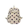 Mochila Casual de Verão 2026 com Bolinhas Bolsa de Ombro Dupla Estilo Coreano Nicho para Meninas Mochila Leve de Nylon para Viagem Estudantil