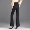 Calça pantalona de cintura alta com bolsos, estilo coreano moderno, calças da moda e casuais, novas roupas femininas 2026, calças compridas com forro de fleece e espessadas