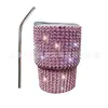 Vaso de Licor Mini de Lujo con Pedrería, Taza de Café Estilo Italiano con Estampado de Leopardo, Vaso con Popote de Acero Inoxidable, Vaso para Agua