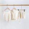 Conjunto de Verano para Niñas Estilo Ins, Tejido Hueco con Mangas Abullonadas y Shorts de Camisola Personalizado por el Fabricante