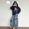 Conjunto de Sudadera de Dibujos Animados Súper Lindo para Niña Ropa de Primavera 2026 Nuevo Estilo Jeans de Oso para Niña Grande Pantalones Anchos para Niños