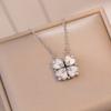 Collar Plegable para Mujer con Circonita de Cuatro Hojas, Lujo Ligero, Múltiples Estilos de Uso, Cadena para Clavícula con Forma de Corazón, Estilo Coreano, Joyería de Moda Popular en Internet