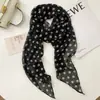 Bufanda de Seda de Puntos Marrones Estampada Accesorios de Alta Calidad Versátiles Cuello Mujer 2024 Nueva Diadema Corbata Bufanda Larga