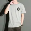 Super Quente Ins Verão Masculina Camiseta de Manga Curta Camiseta Slim Fit Moda Nacional Cinza Adolescente Clássico Top Roupas