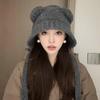 2024 Nuevo estilo de peluche lindo sombrero de oso para niños otoño e invierno todo fósforo mostrar cara pequeñas explosiones cálido sombrero de punto de moda