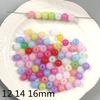 Cuentas redondas de gelatina acrílica de 12-16 mm, cara lisa, agujero recto, cuentas redondas de plástico sueltas, material de cuentas hecho a mano para bricolaje