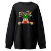Suéter navideño transfronterizo con estampado de alce navideño, manga larga, talla grande europea y americana, forro polar, suéter navideño arcoíris para mujer